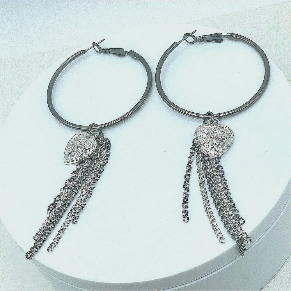 Vintage 90s Silver Tone Mesh Wrap Hoop Earrings Fashion Women's Classic Jewelry